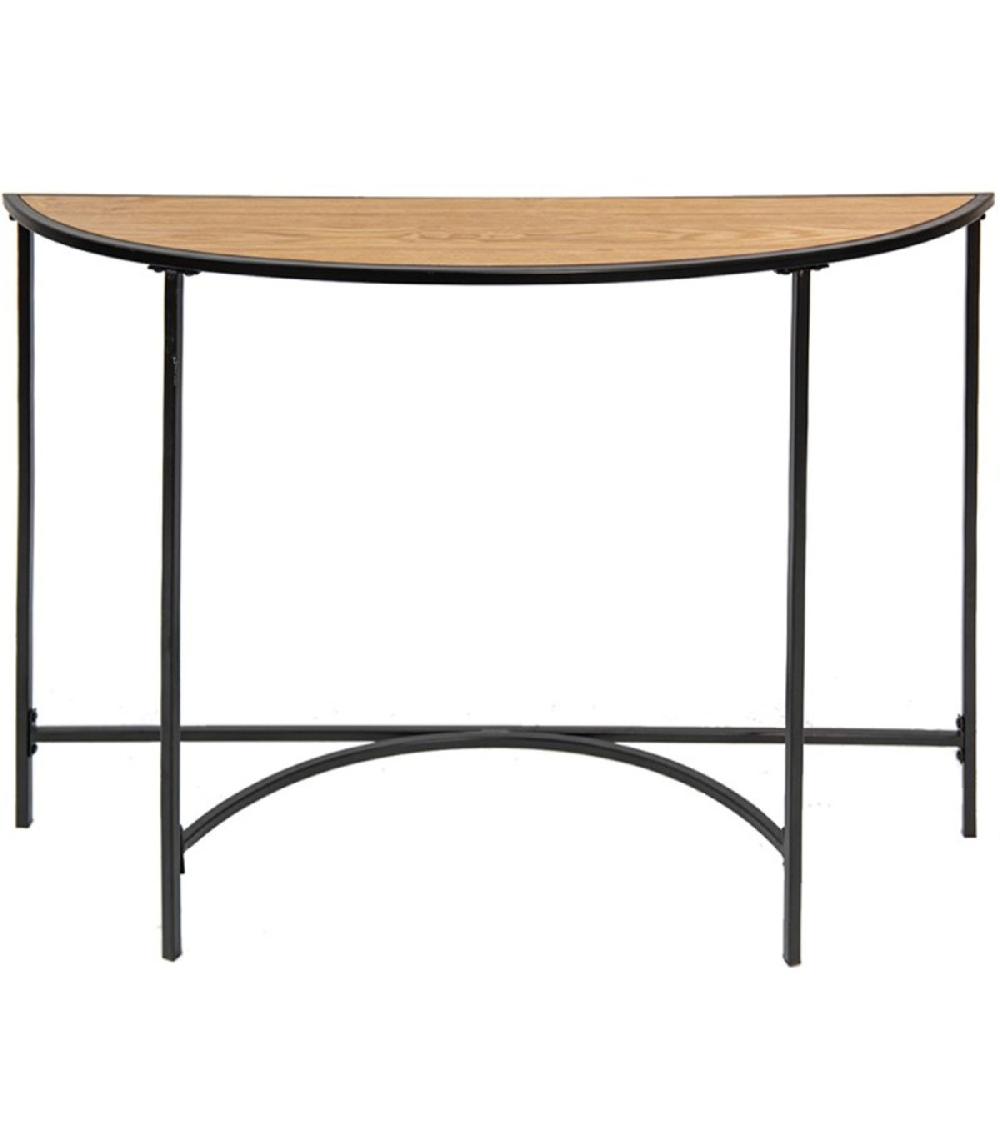 wadiga Console demi-lune bois et métal noir 120x31x81cm