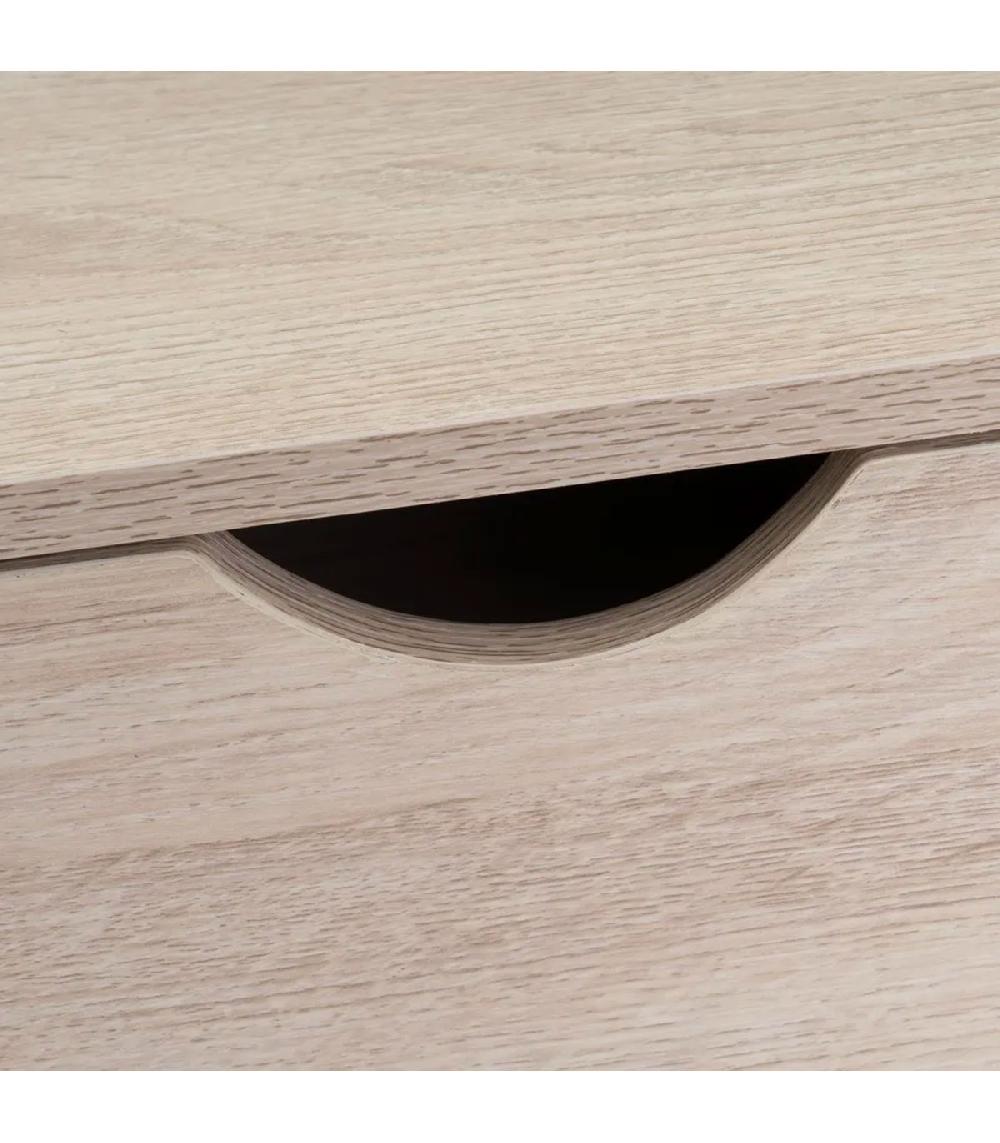 Wadiga Console Effet Bois Blanchi Et Métal Blanc 2 Tiroirs 80x30x75cm