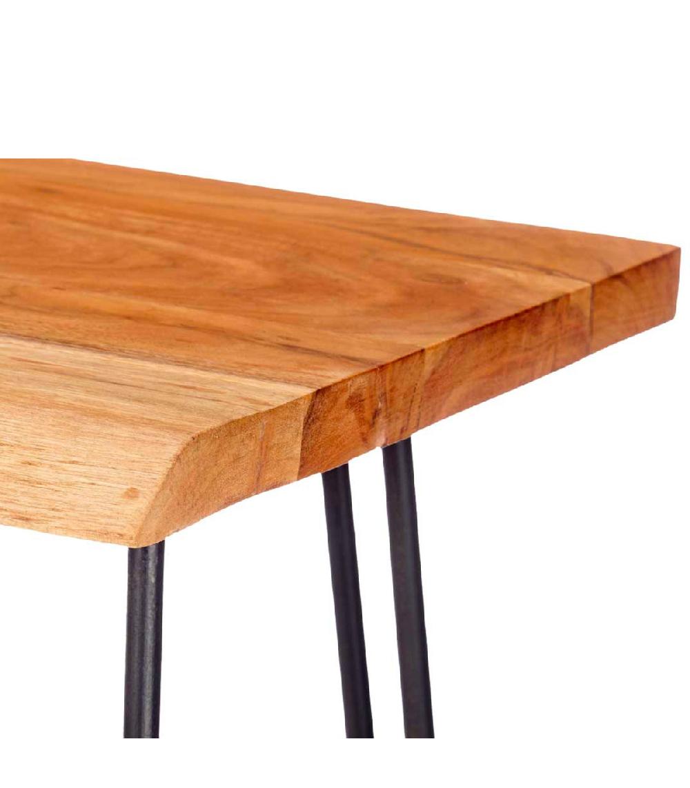 Wadiga Console En Bois Live Edge Et Métal Noir 120x35x77cm