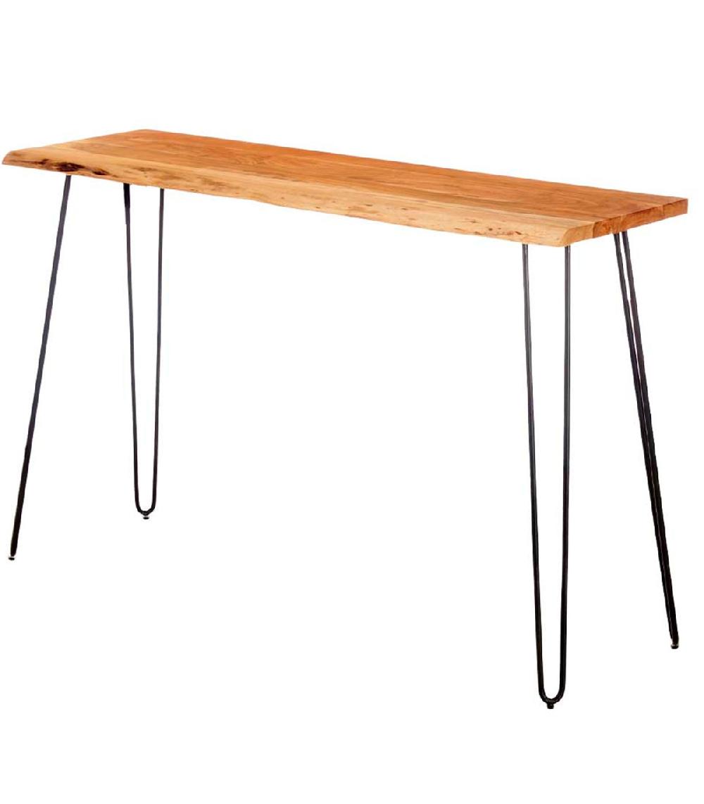 wadiga Console en bois live edge et métal noir 120x35x77cm