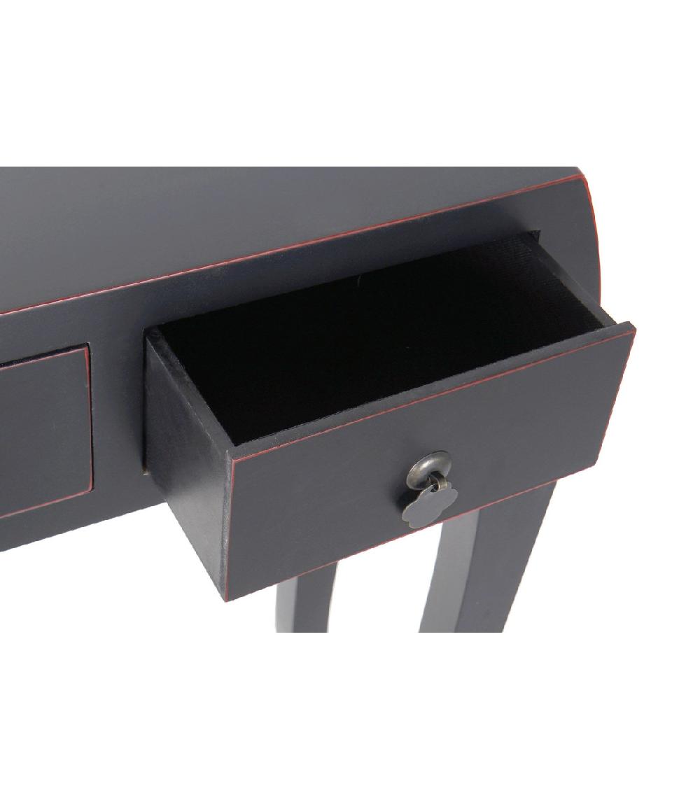 Wadiga Console En Bois Noir Style Oriental 3 Tiroirs - 96x26x80cm