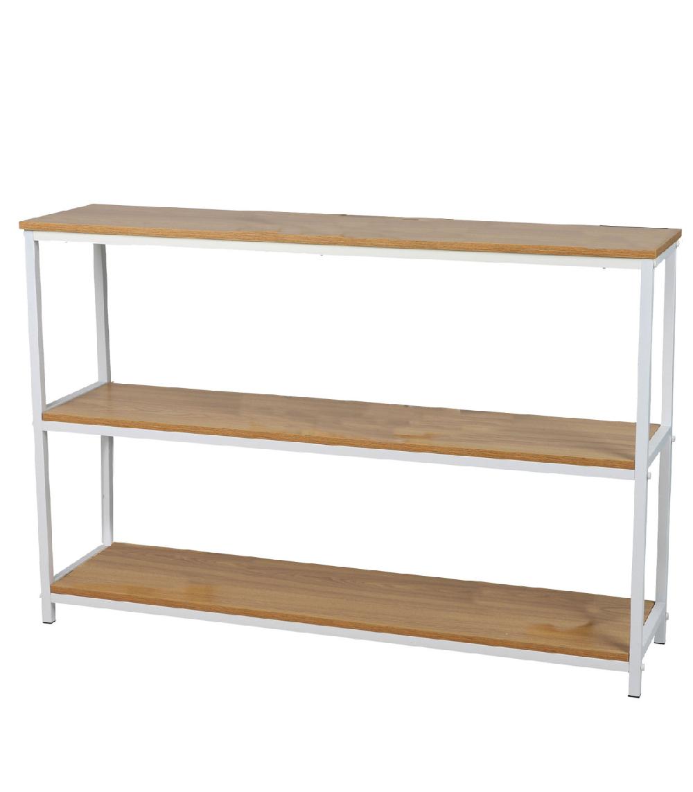 wadiga Console en métal blanc et 3 plateaux en bois 120x30x80cm