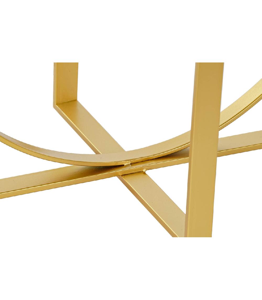 Wadiga Console En Métal Doré Et Plateau En Verre Géométrie - 100x35x78cm