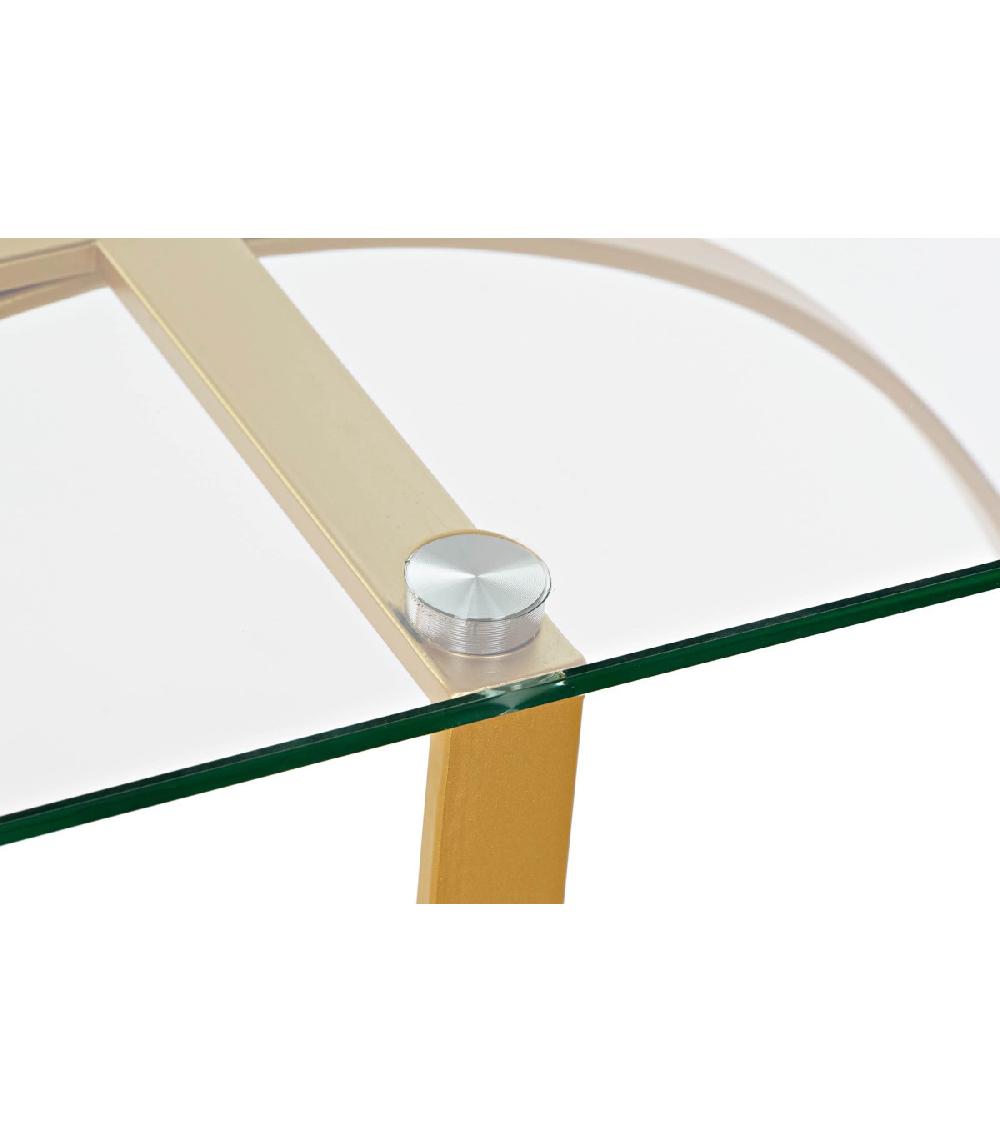 Wadiga Console En Métal Doré Et Plateau En Verre Géométrie - 100x35x78cm