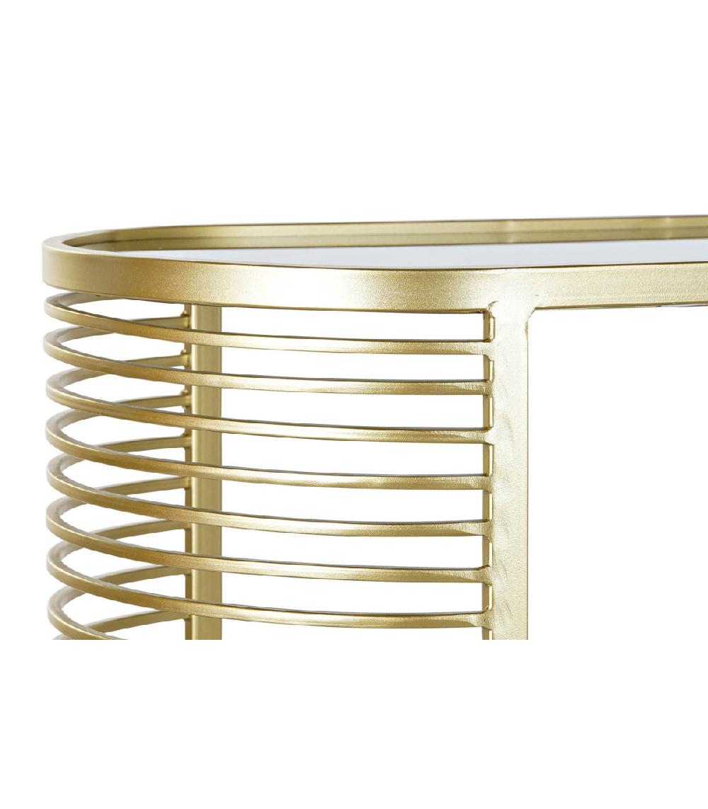 Wadiga Console En Métal Doré Mat Et 2 Plateaux En Verre Fumé - 106.5x32x79.5cm
