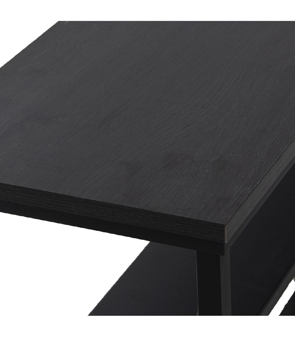 Wadiga Console En Métal Et Bois Noir 2 Plateaux 100x30x75cm