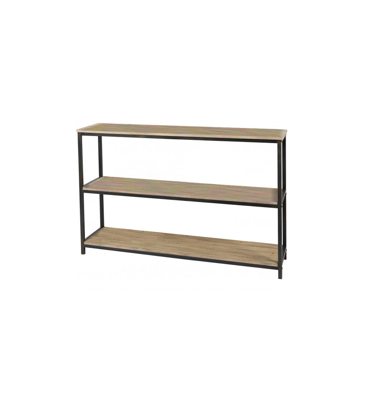 wadiga Console en métal noir et 3 plateaux en bois - 120x30x80cm