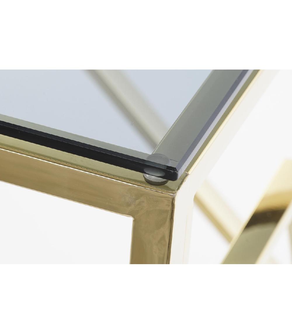 Wadiga Console Métal Doré Et Plateau En Verre - 120x40x78cm