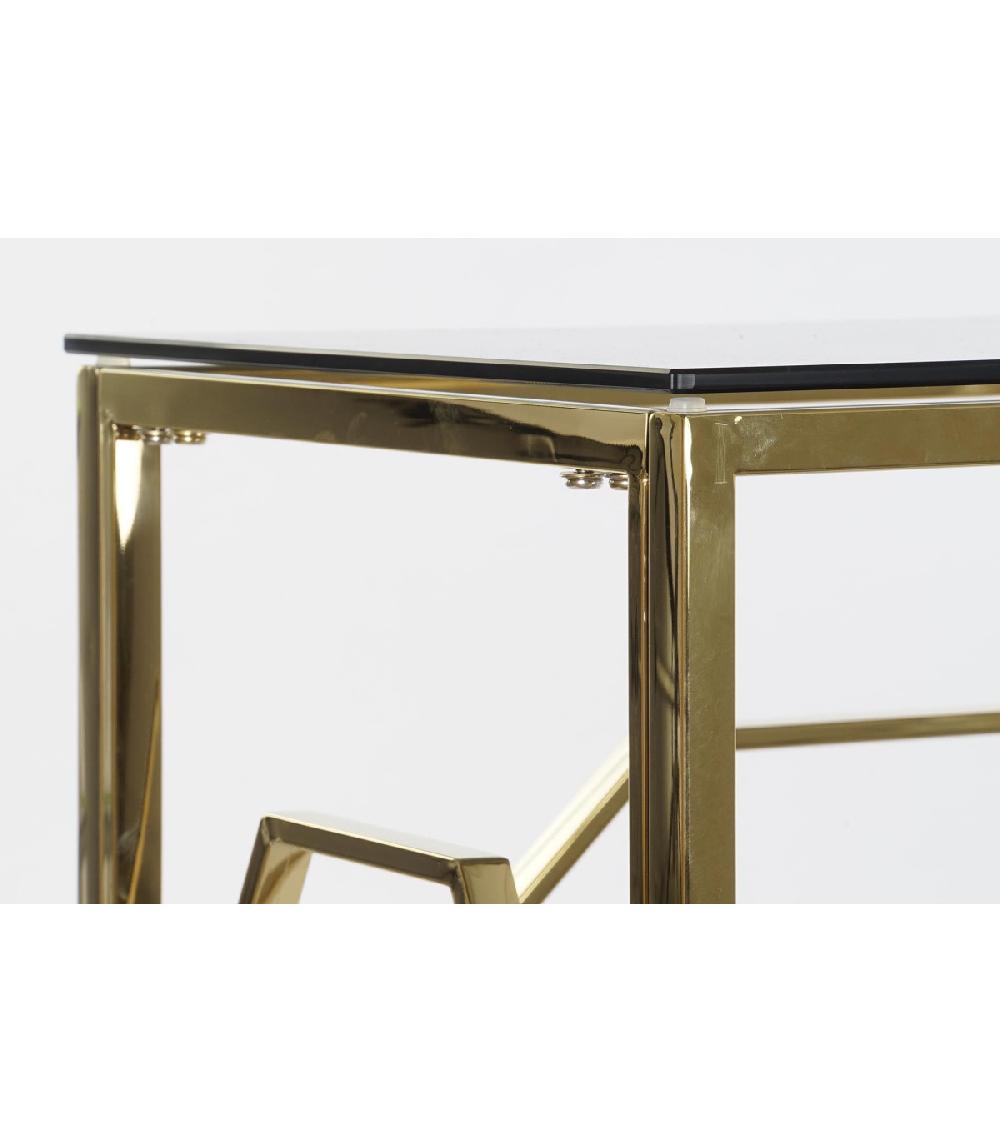 Wadiga Console Métal Doré Et Plateau En Verre - 120x40x78cm