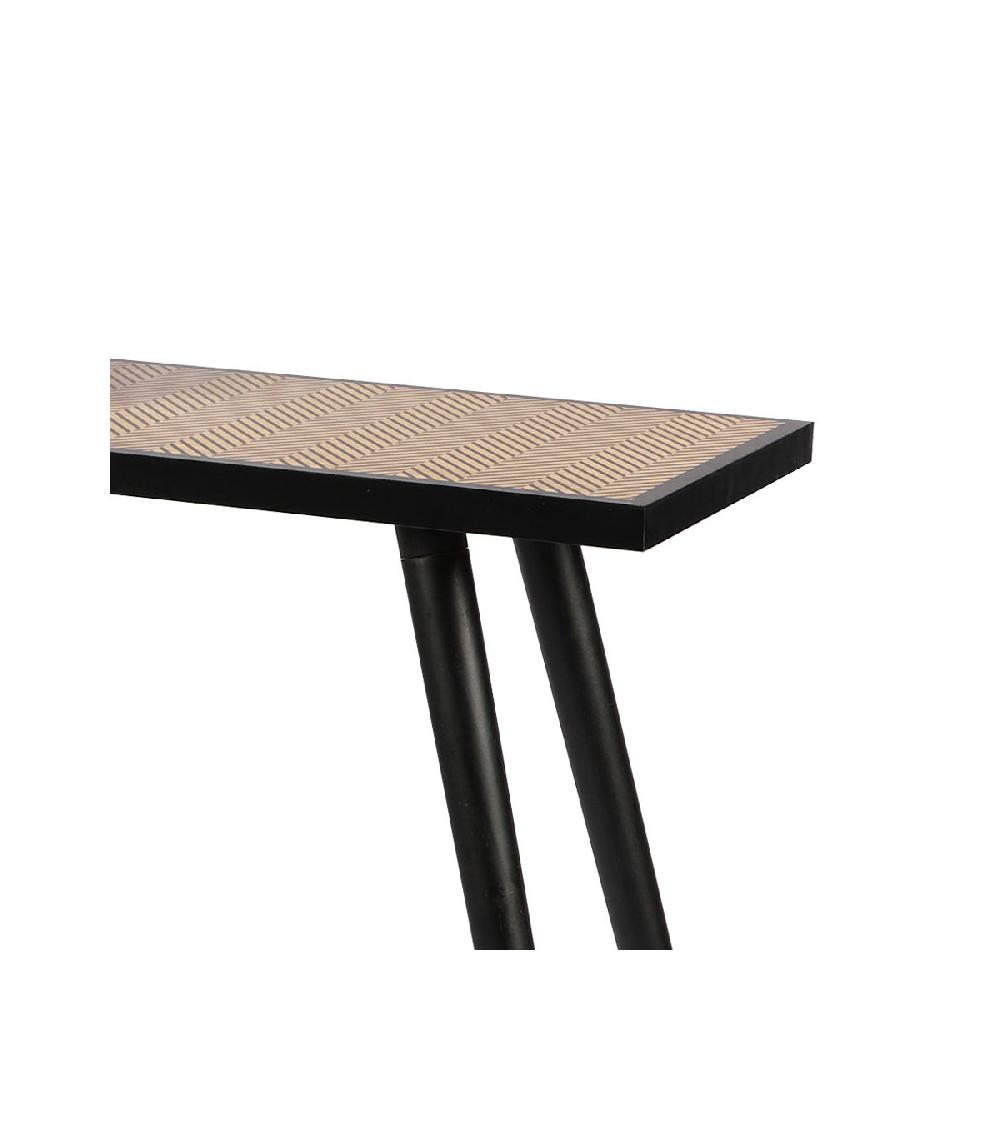 Wadiga Console Plateau Avec Motifs Noir Et Bois Chelsea - 100x35x78cm