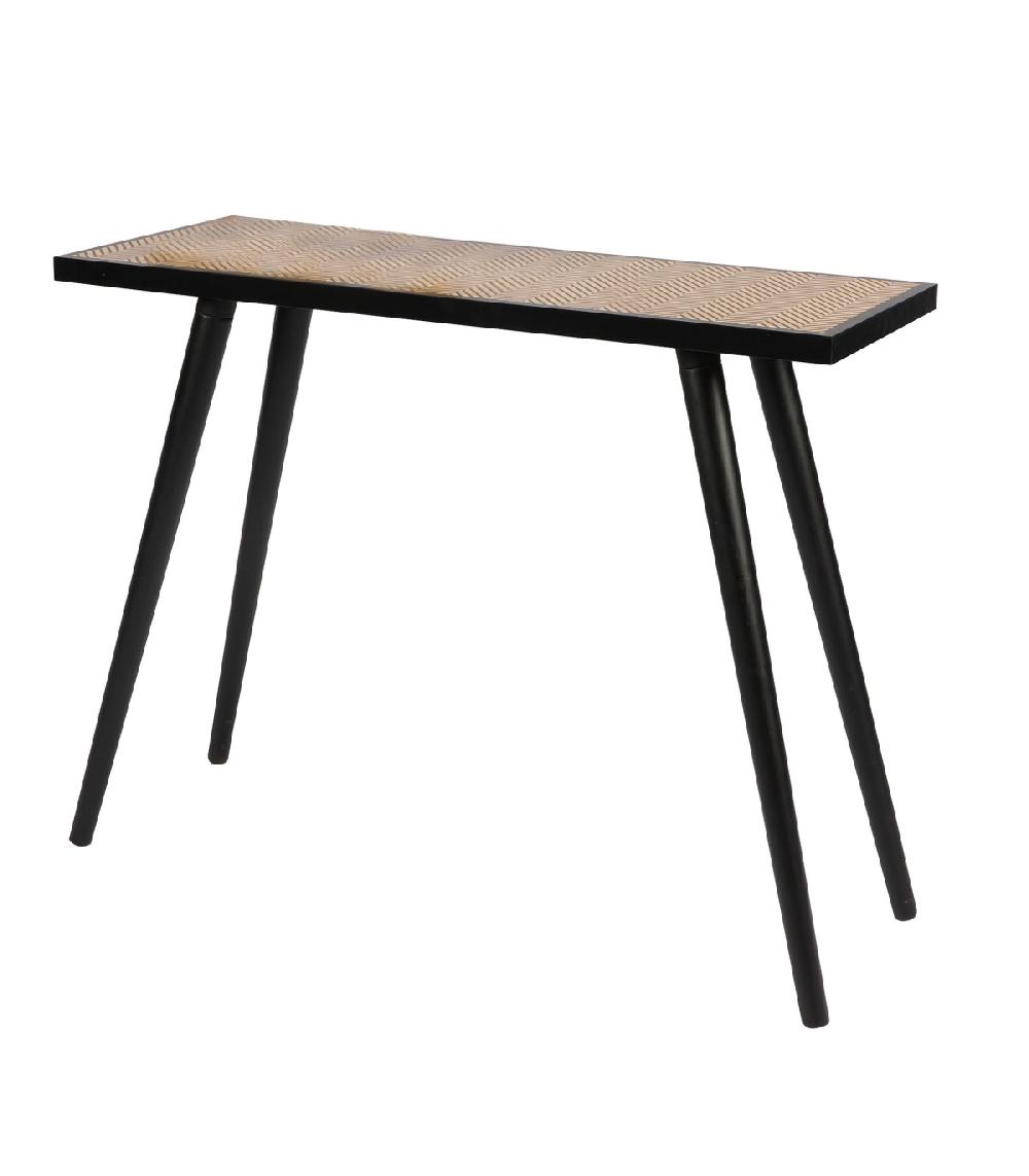 wadiga Console plateau avec motifs noir et bois Chelsea - 100x35x78cm