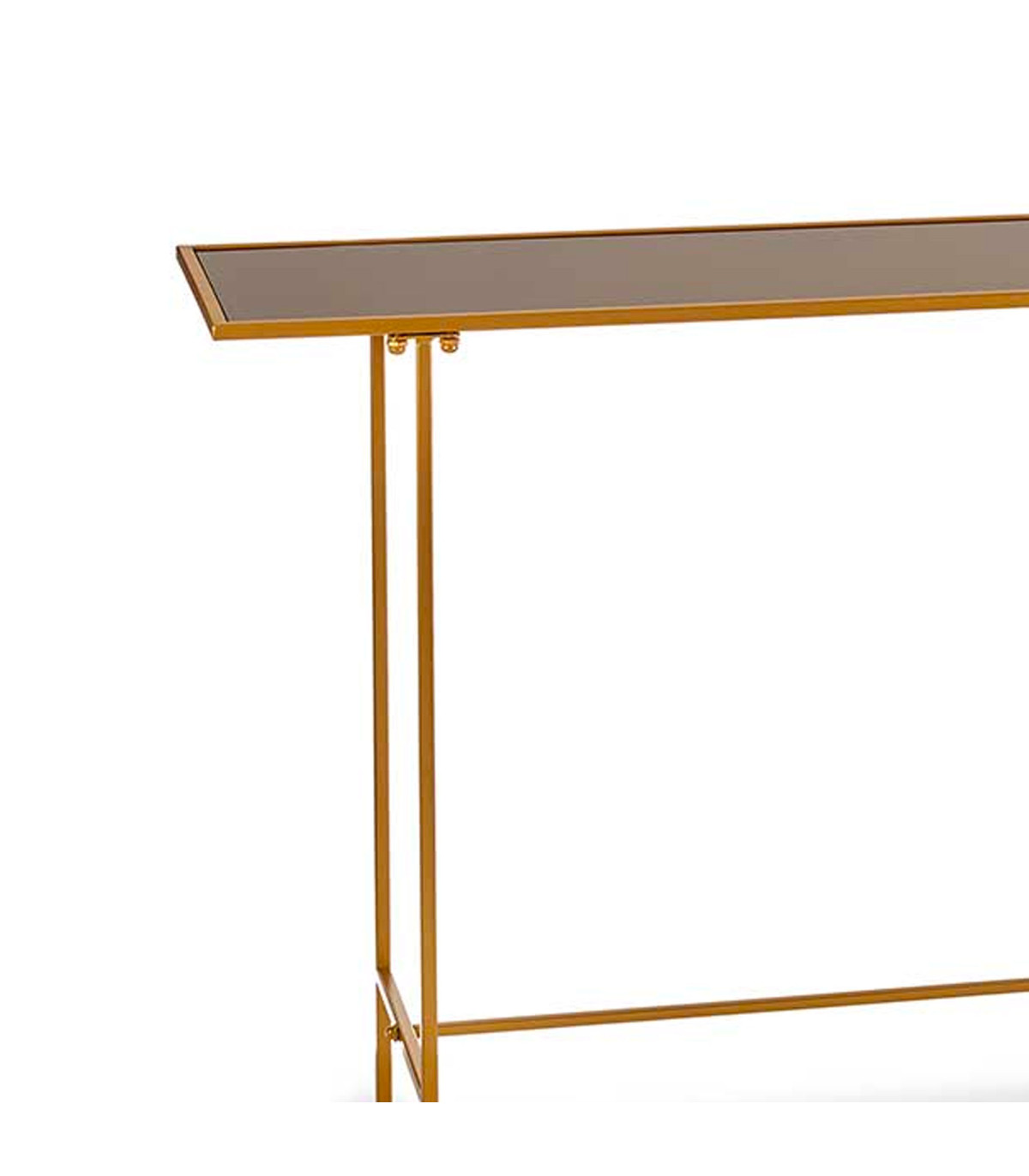 Wadiga Console Plateau En Verre Noir Et Métal Doré 110x33x77cm