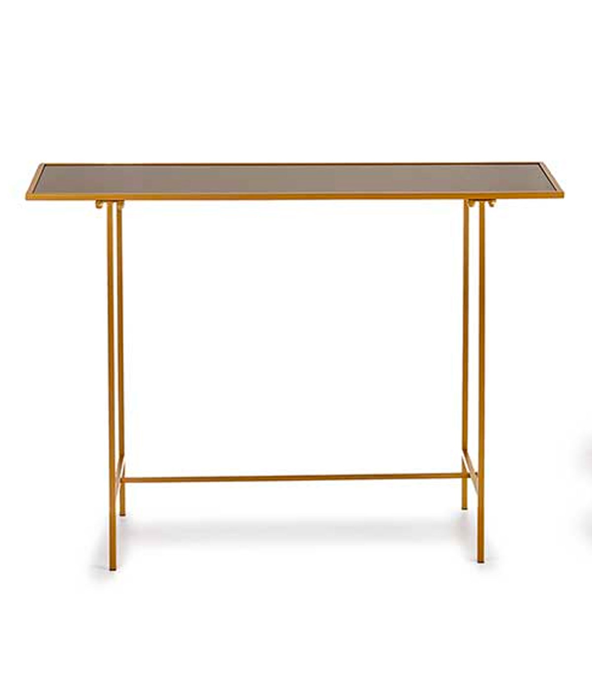 Wadiga Console Plateau En Verre Noir Et Métal Doré 110x33x77cm