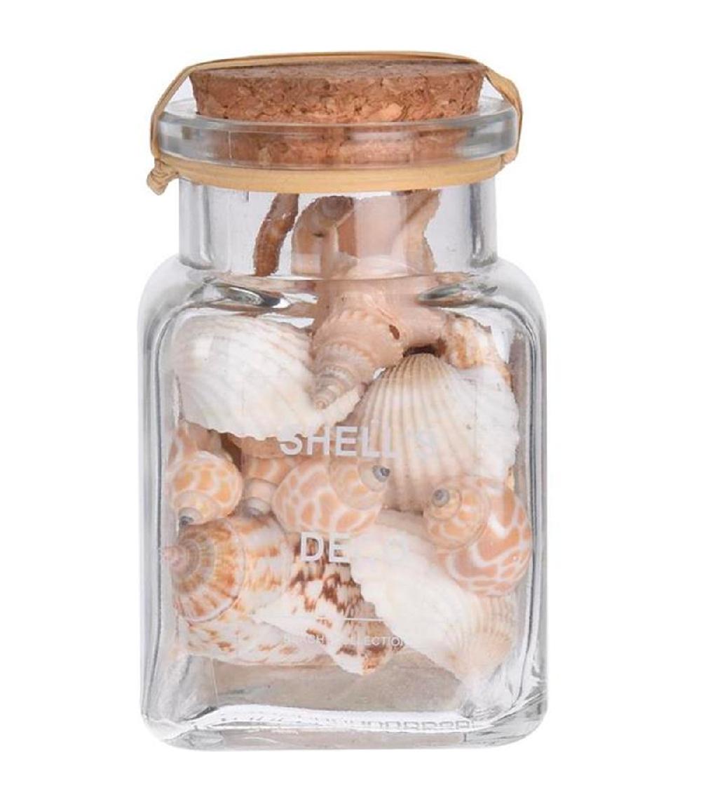 Wadiga Coquillages Décoratifs Set De 4 Pots En Verre