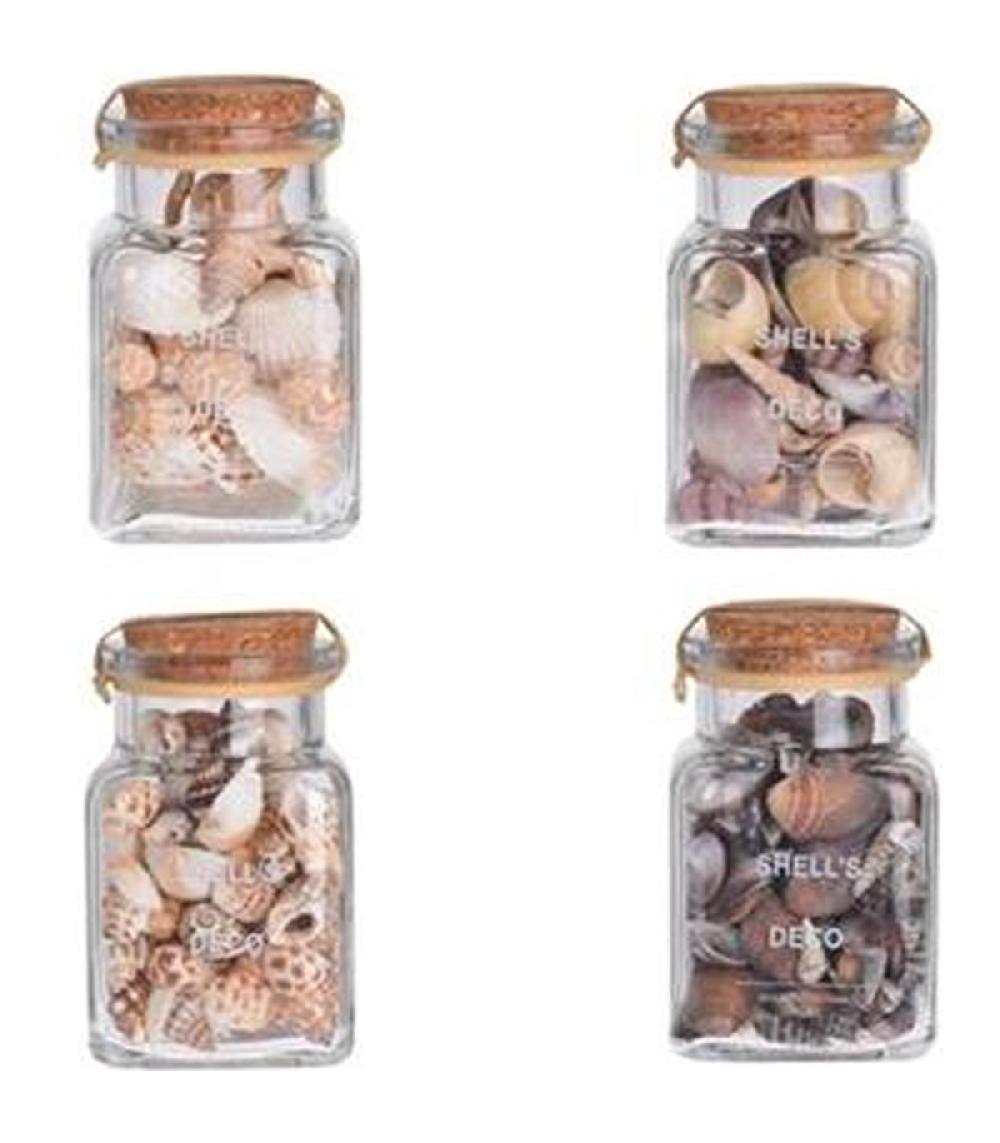 Wadiga Coquillages Décoratifs Set De 4 Pots En Verre