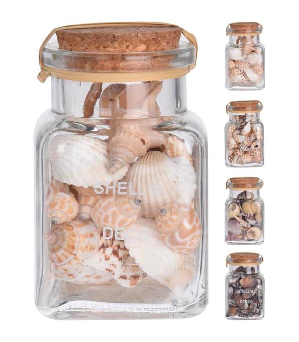 wadiga Coquillages décoratifs set de 4 pots en verre