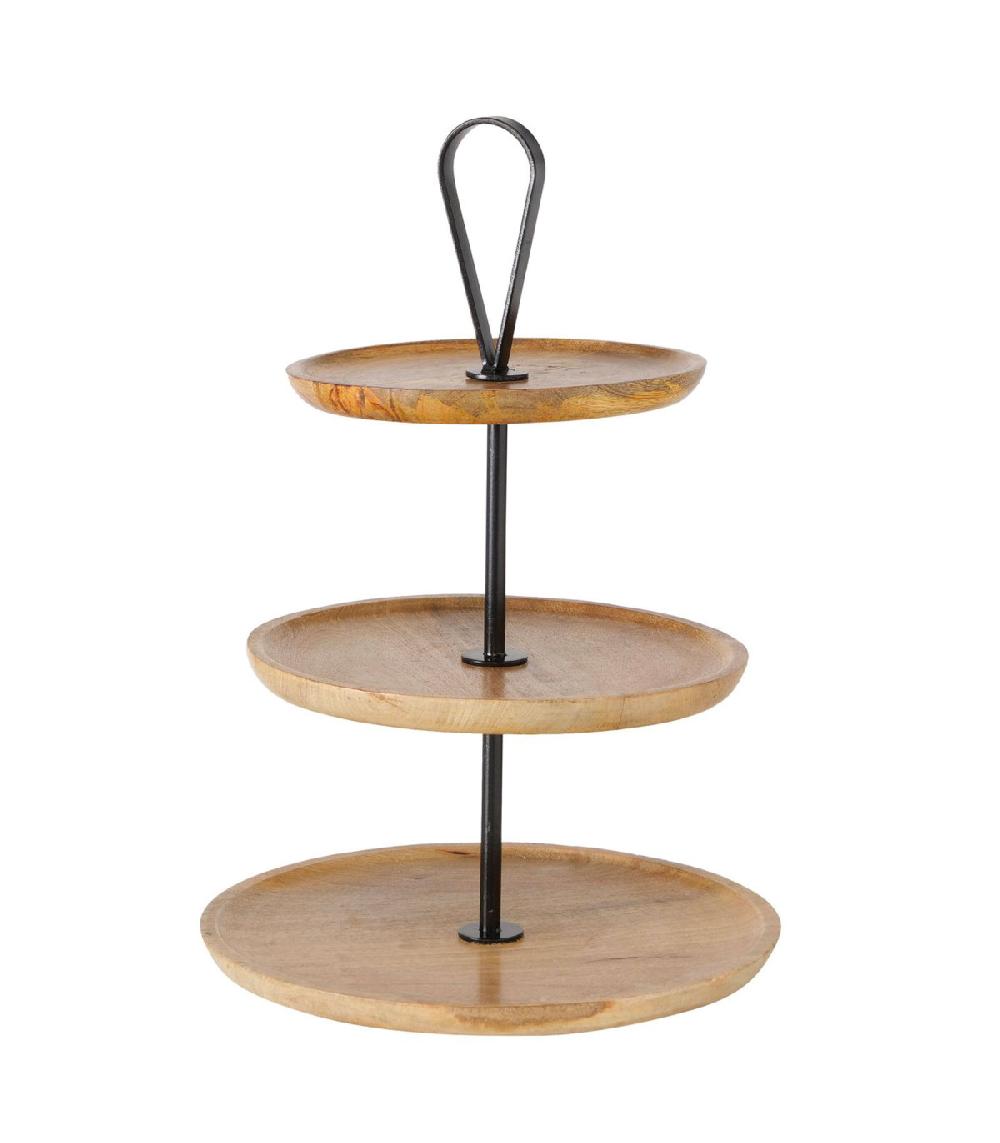 wadiga Corbeille à fruits décorative bois et métal 3 étages
