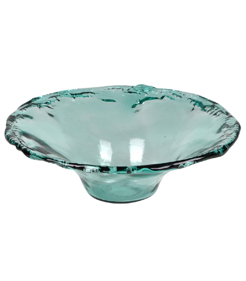 wadiga Corbeille à fruits décorative en verre recyclé 39.5x39.5x12.5cm