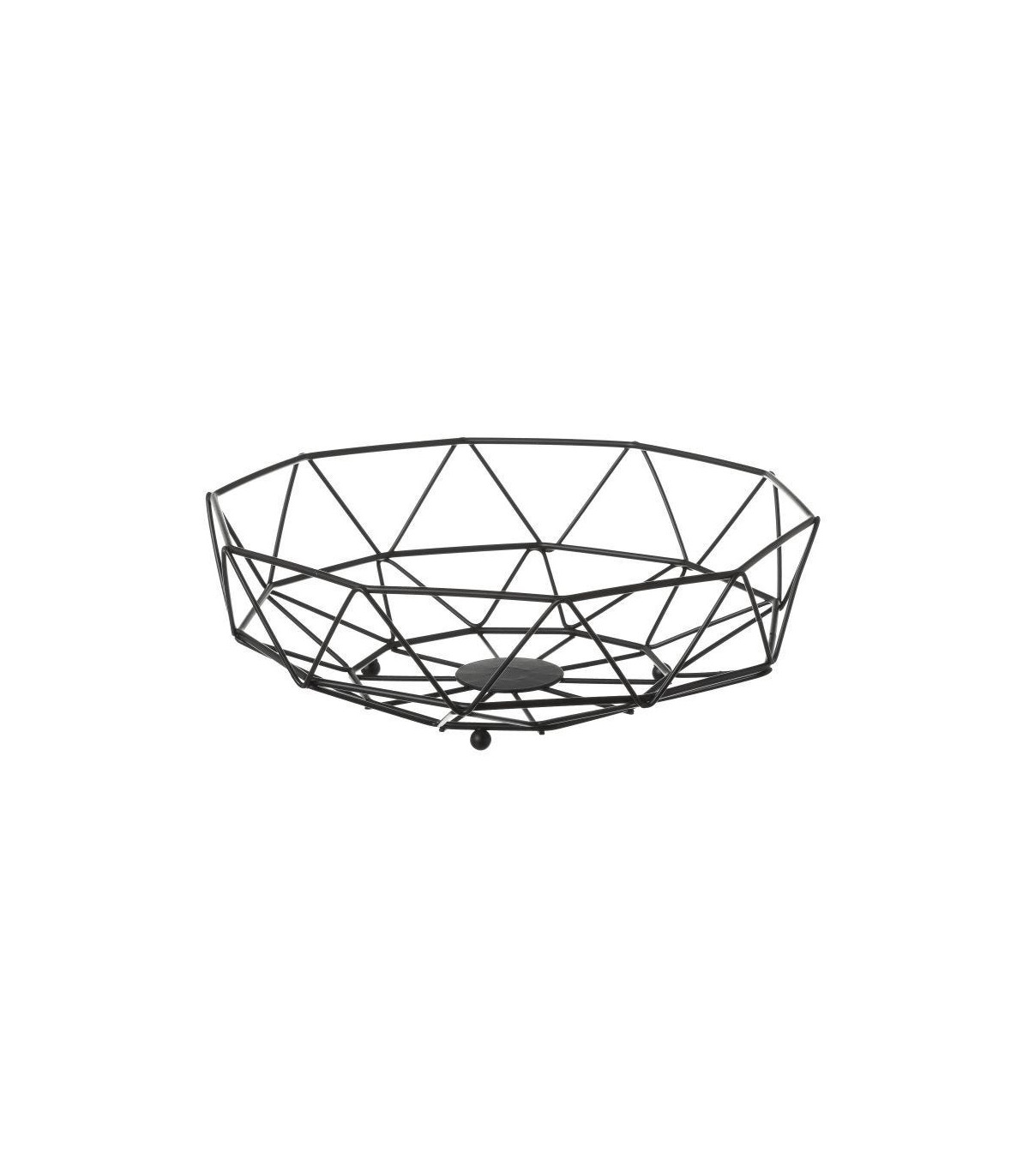 wadiga Corbeille à Fruits en Métal Noir Géométrique - D26.5cm