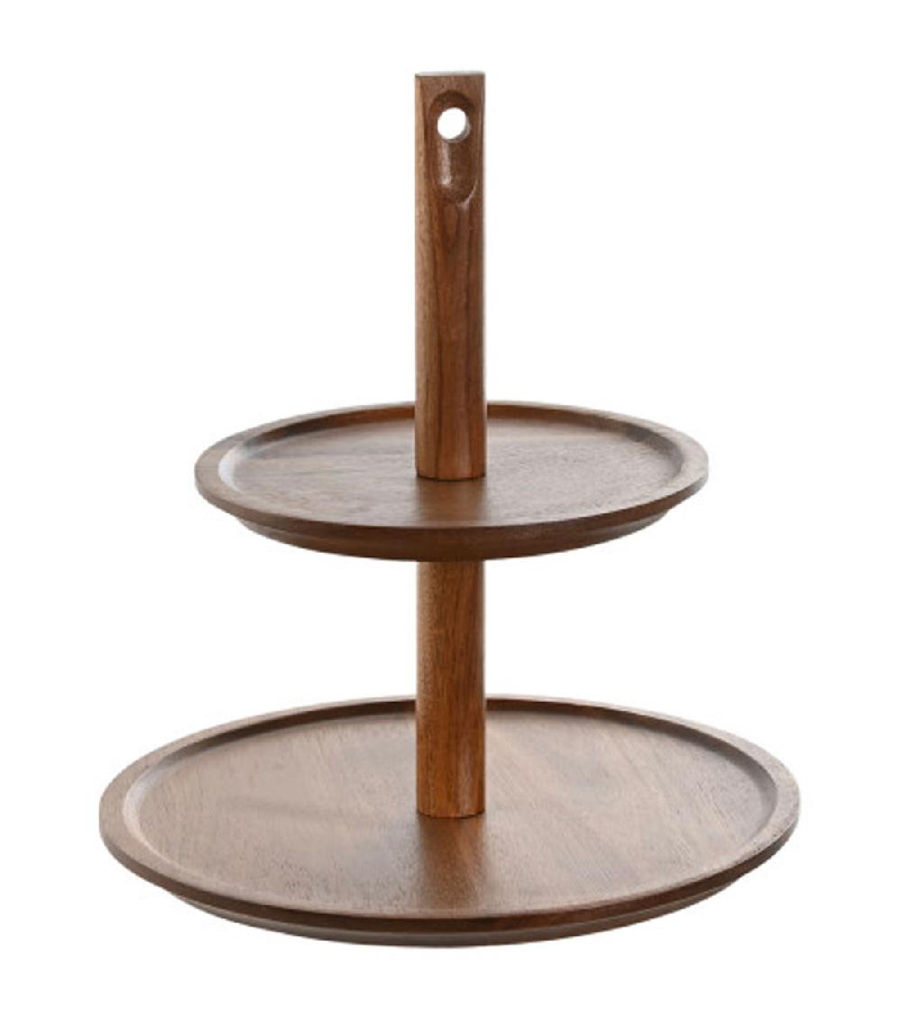 wadiga Corbeille à fruits étagée décorative bois d'acacia 25x25x27cm