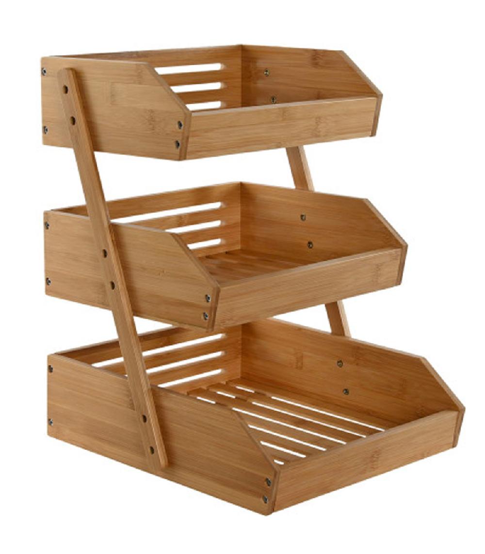 wadiga Corbeille à fruits étagée en bambou 30x33x41cm