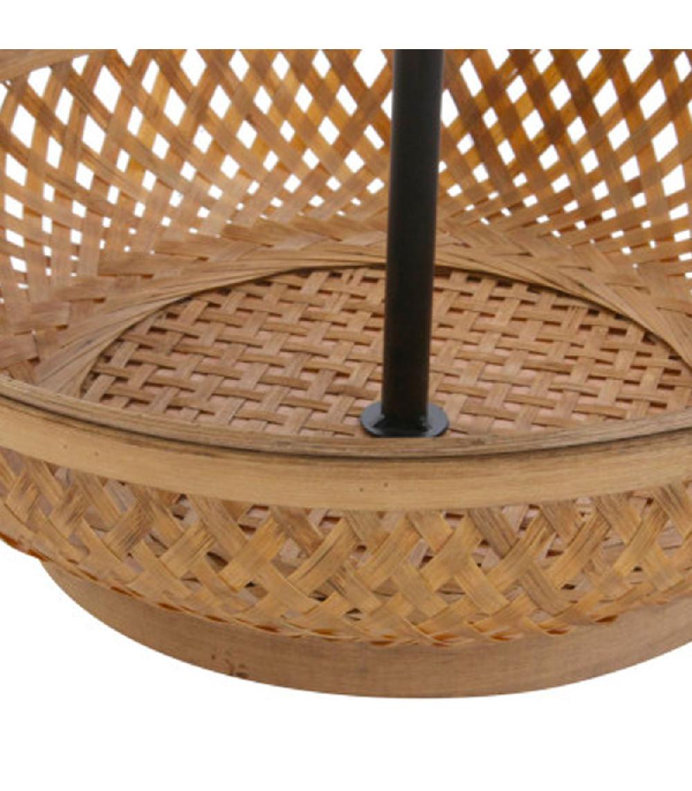 Wadiga Corbeille à Fruits étagée Tressée Bambou Et Métal Noir 40x40x70cm