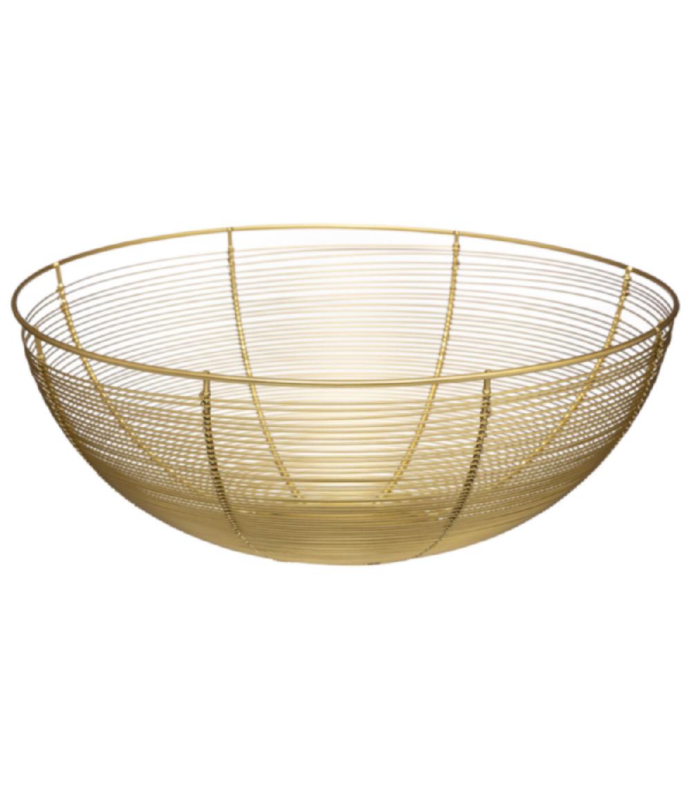 wadiga Corbeille à fruits ronde en métal doré - 12x12x32cm