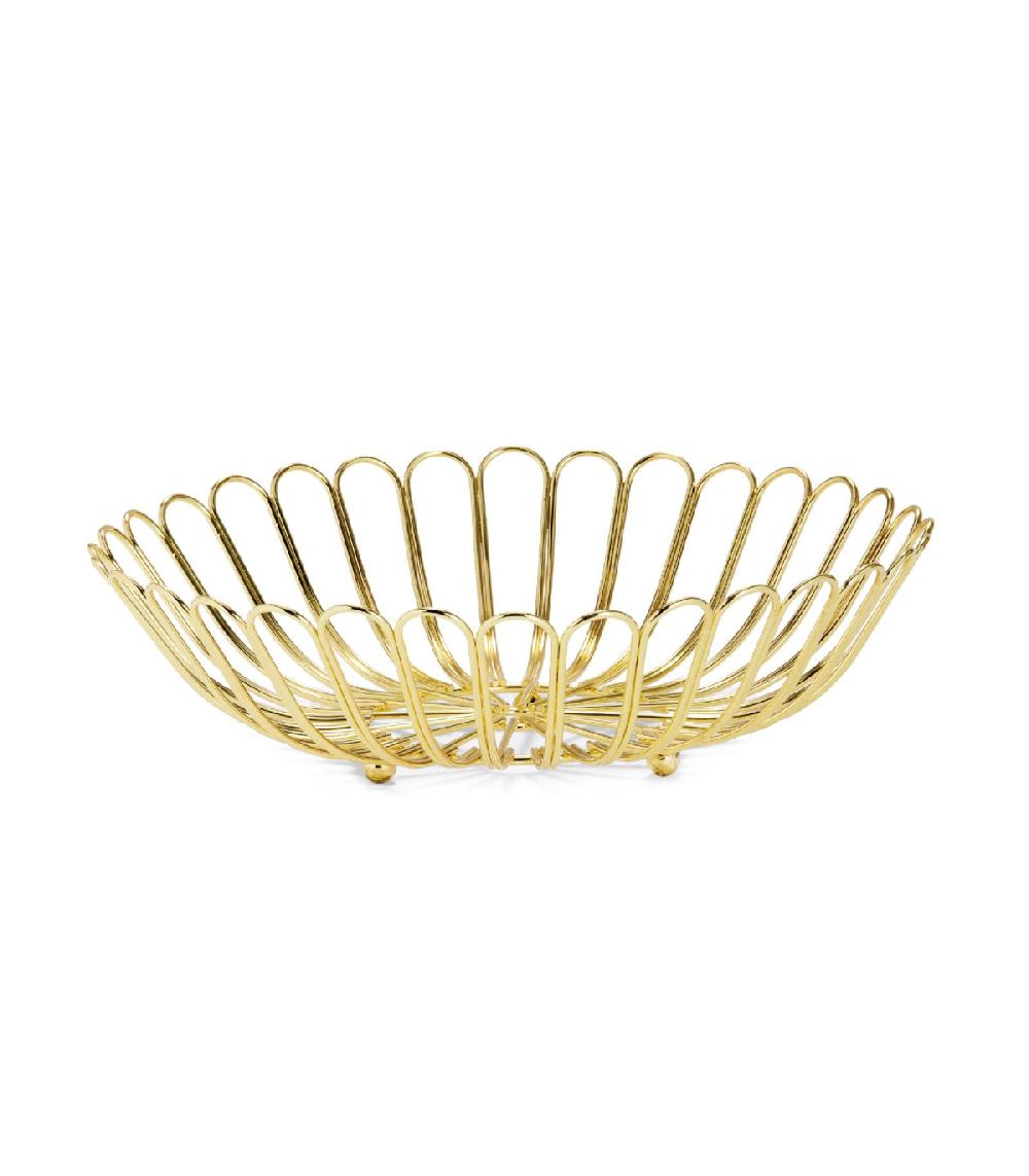 Wadiga Corbeille à Fruits Ronde En Métal Doré - 31.5x9cm