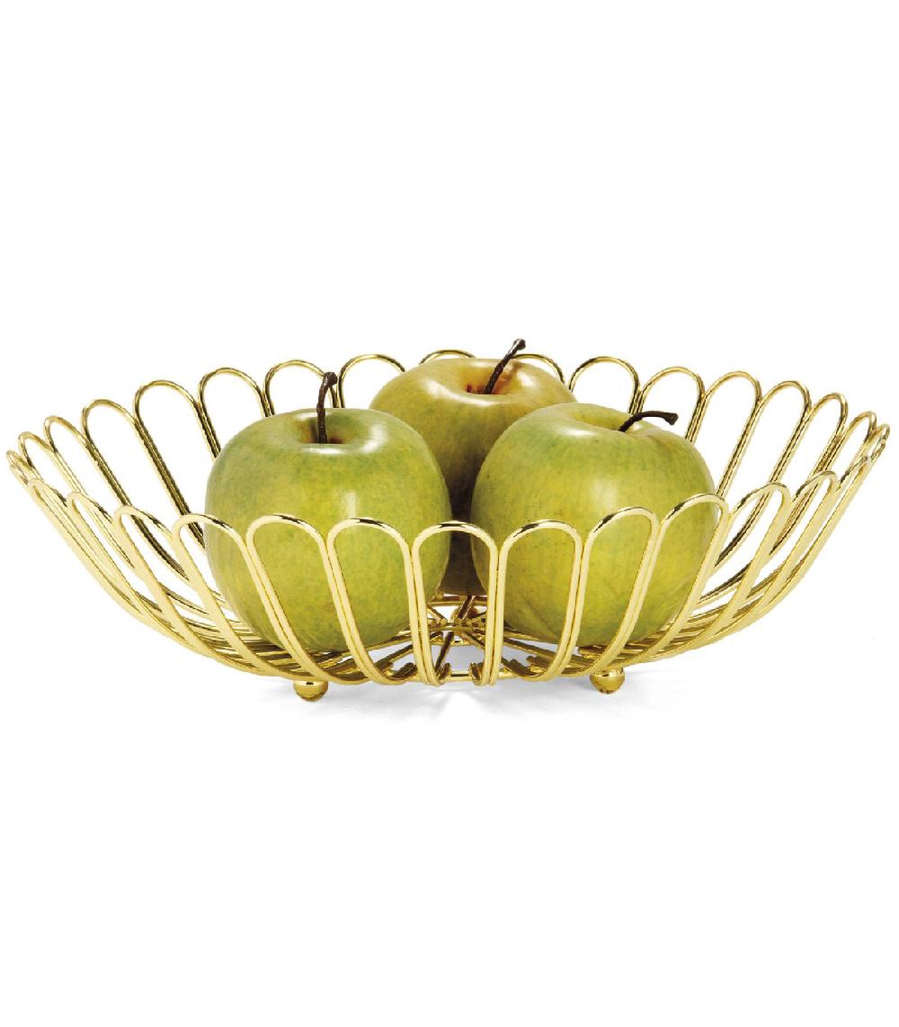 wadiga Corbeille à fruits ronde en métal doré - 31.5x9cm