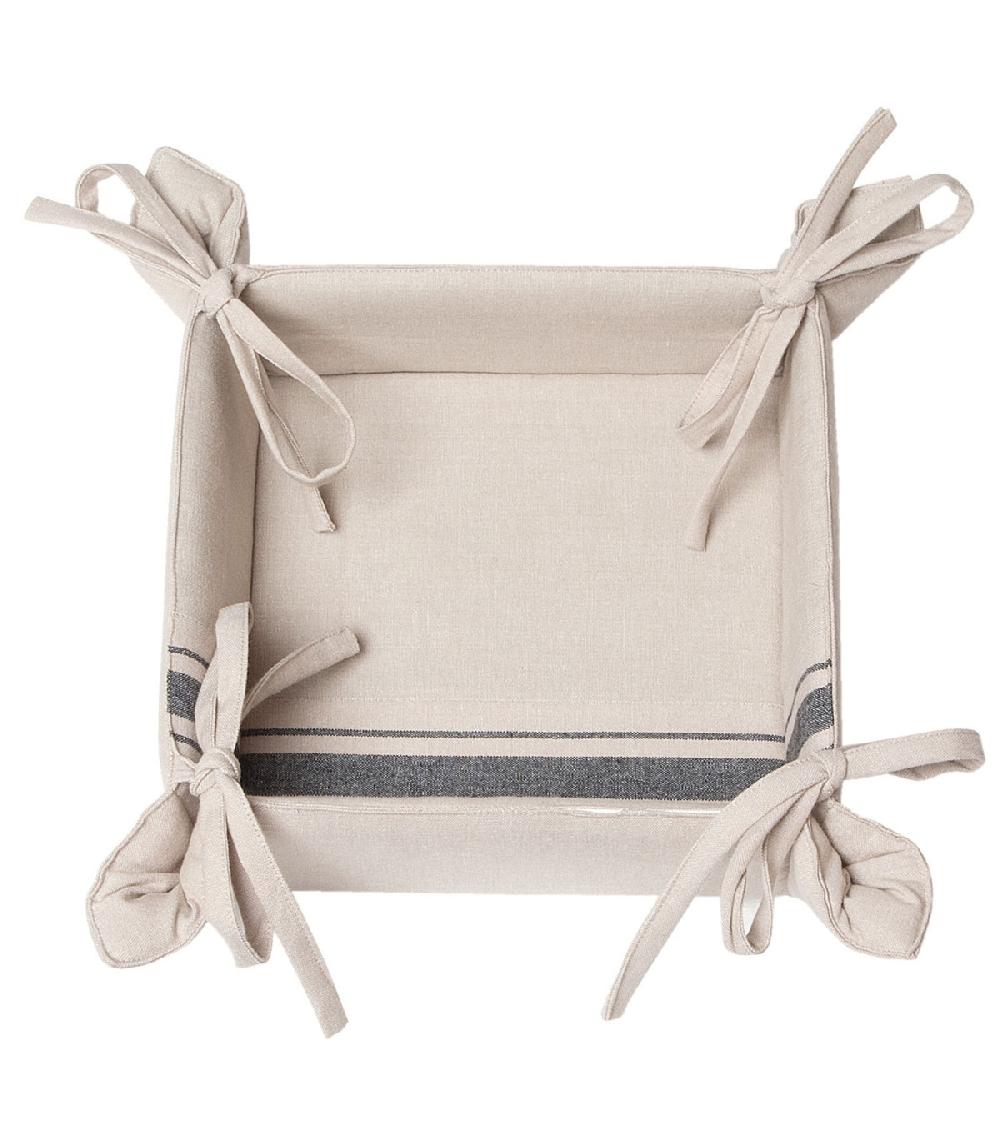 wadiga Corbeille à Pain Carré 100% Coton Beige et Noir