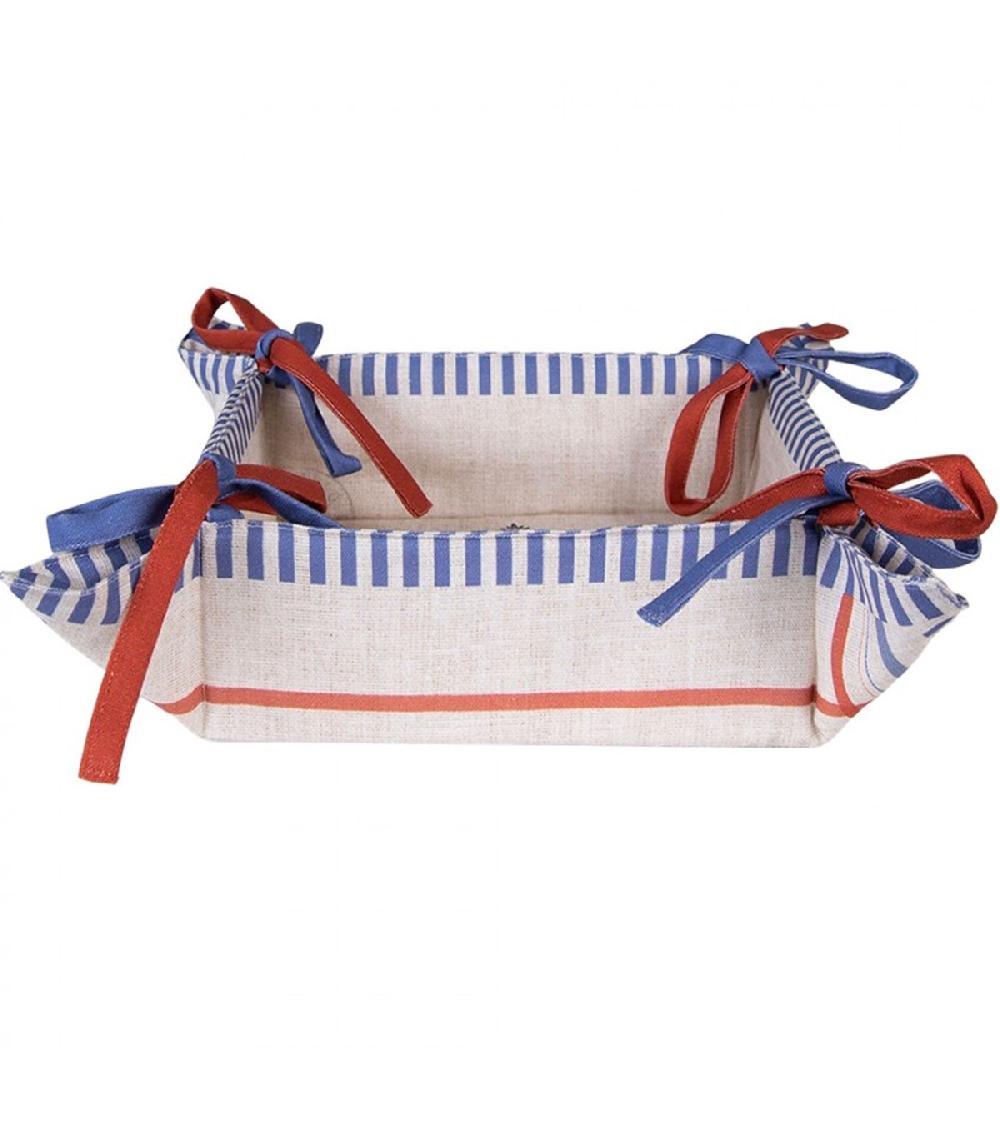 Wadiga Corbeille à Pain Carrée 100% Coton Beige Coq 35x35x8cm