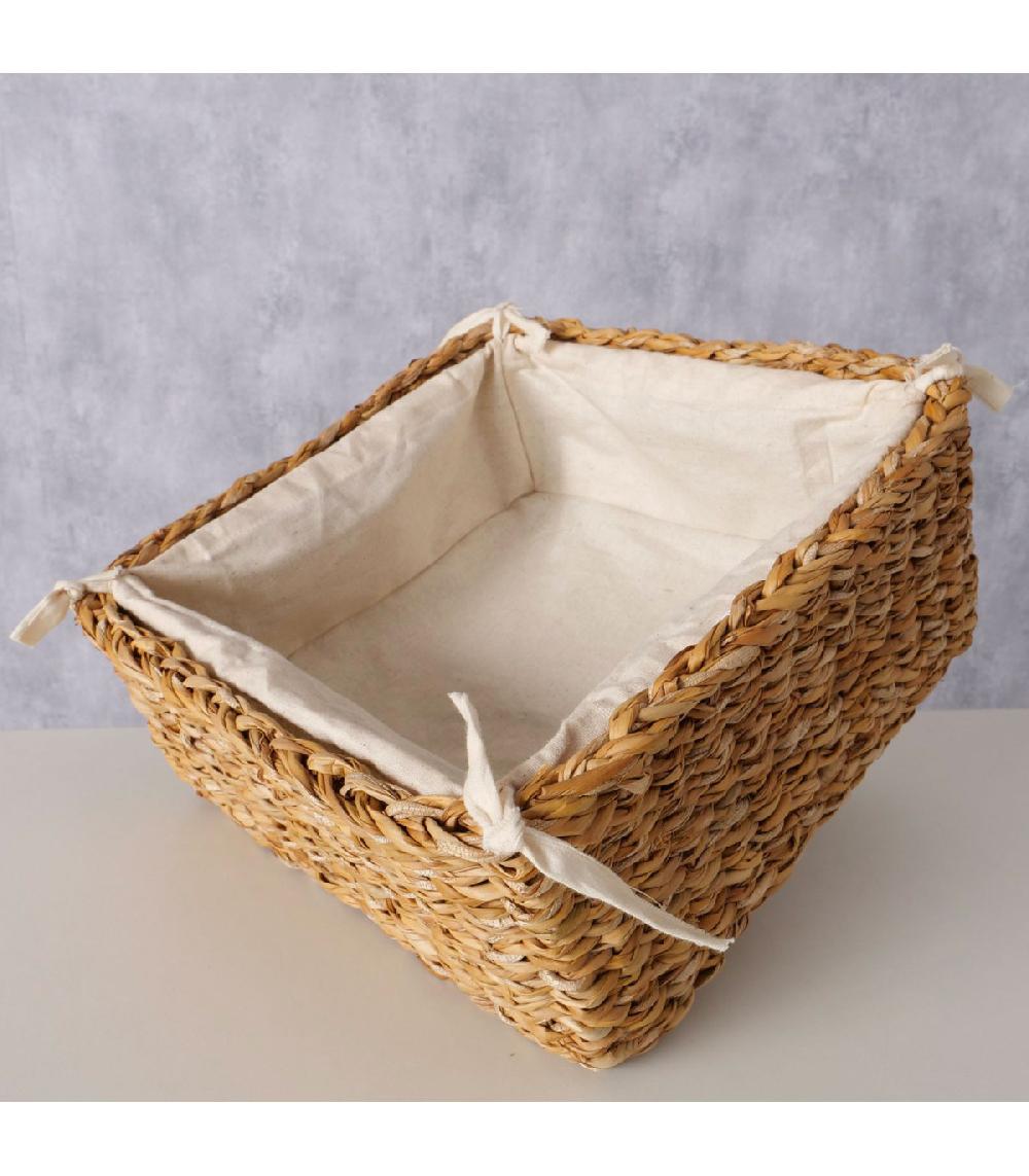 Wadiga Corbeille à Pain Classique Carrée En Jacinthe Tressée 25x25x11cm