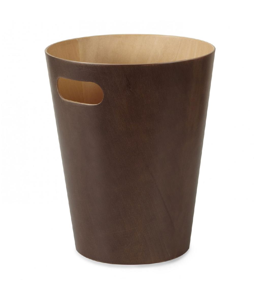 wadiga Corbeille à Papier de Bureau en Bois Marron Foncé 'Woodrow'- Umbra