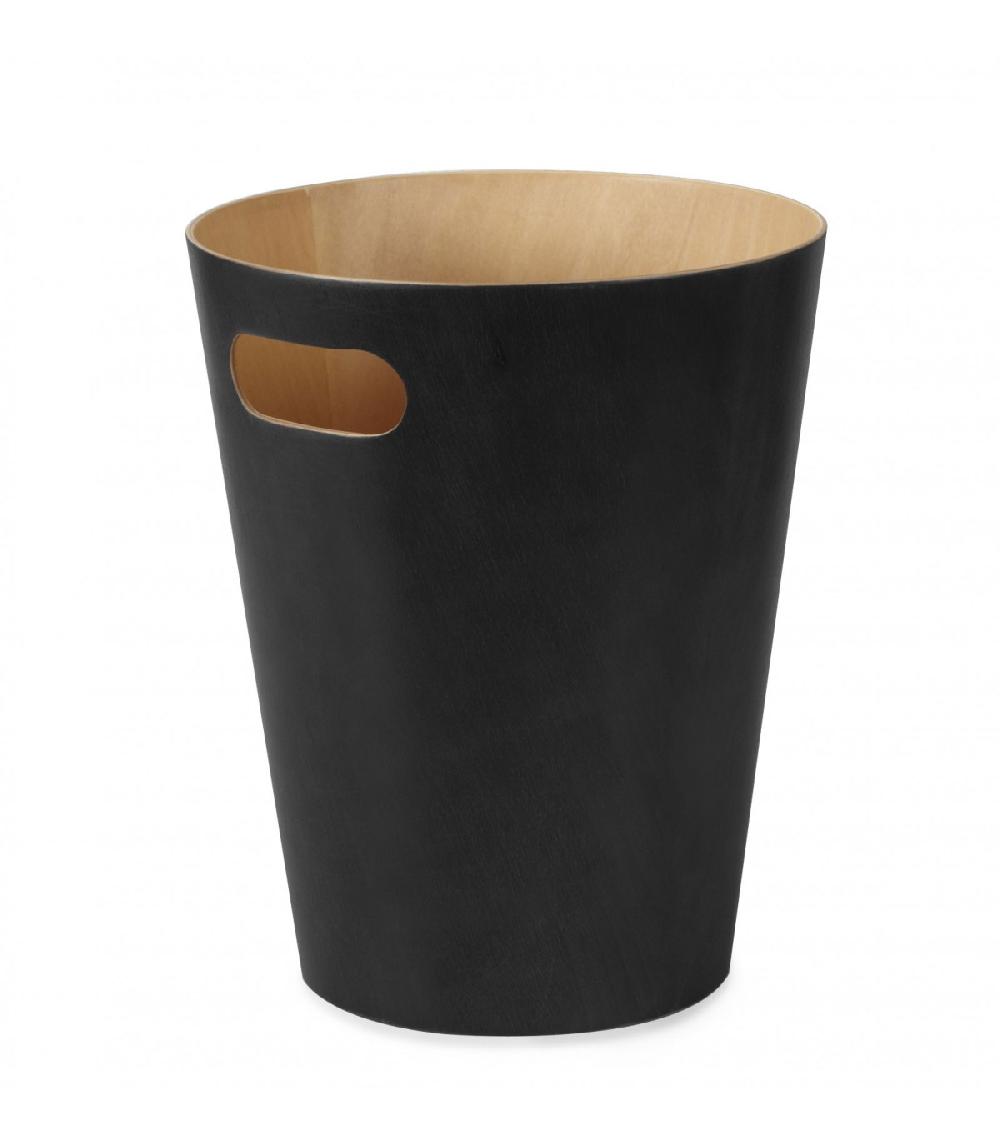 wadiga Corbeille à Papier de Bureau en Bois Noir Woodrow - Umbra