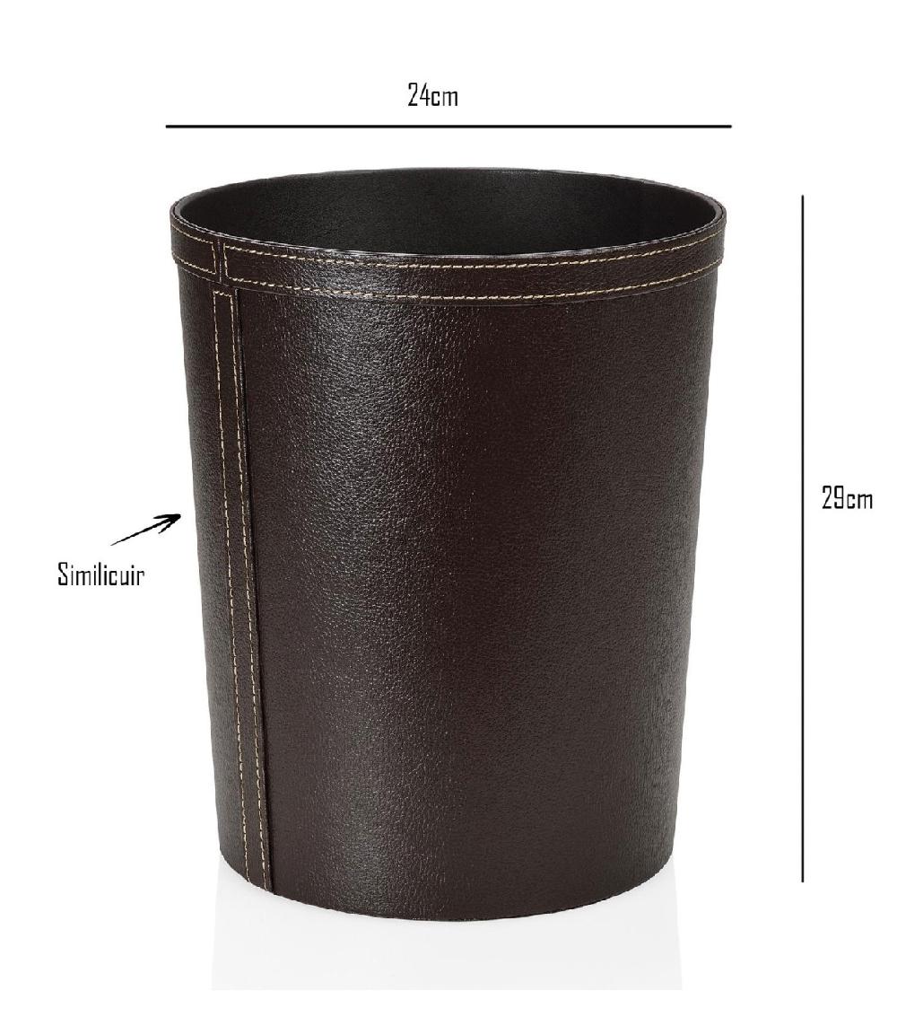 Wadiga Corbeille à Papier De Bureau Ronde Similicuir Marron