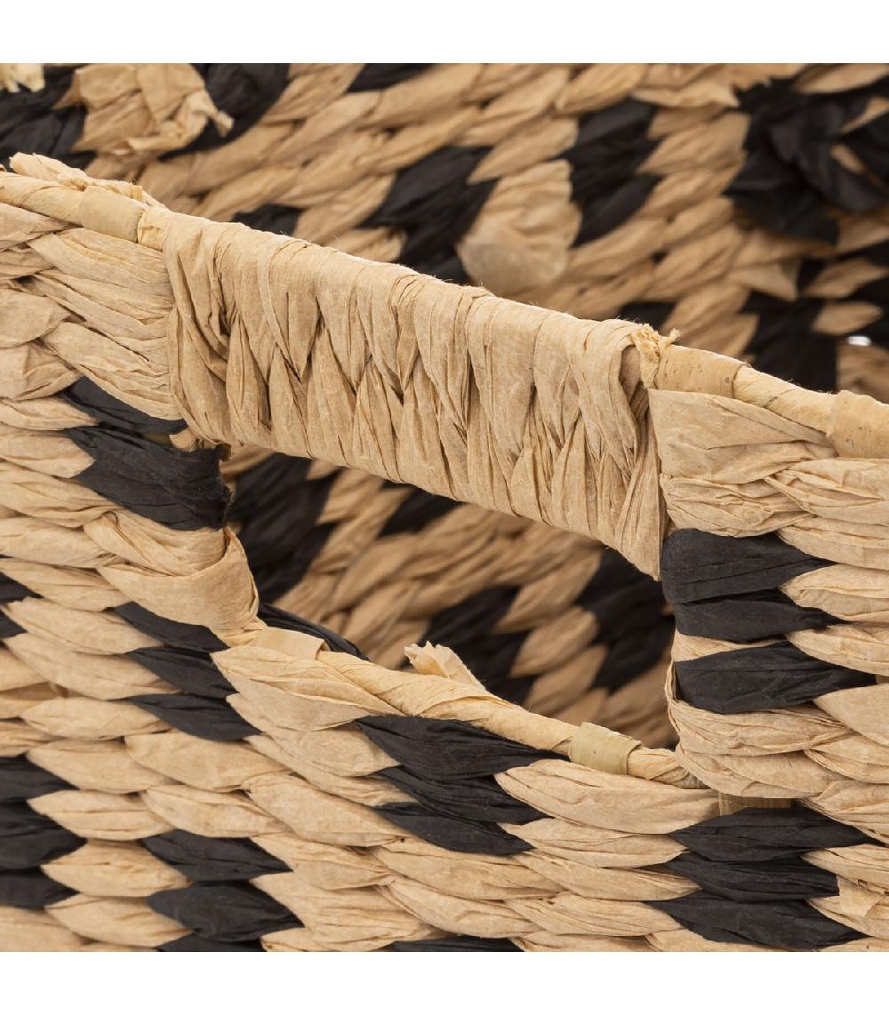 Wadiga Corbeille à Papier Tressée Noir Et Marron - 31x31x31cm