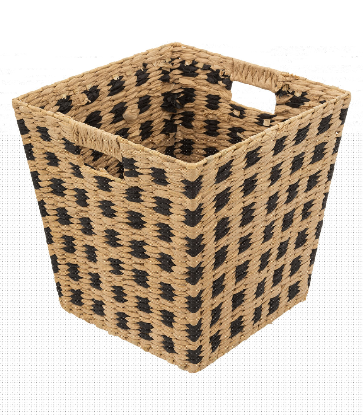 wadiga Corbeille à papier tressée noir et marron - 31x31x31cm