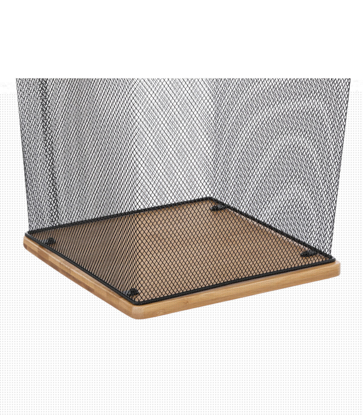 Wadiga Corbeille De Bureau En Métal Noir Et Bois - 26.5x26.5x32.5cm