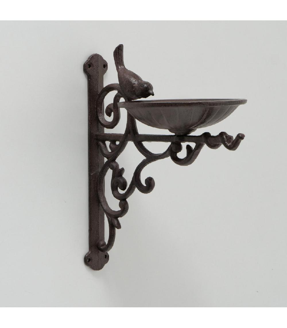 Wadiga Coupelle Abreuvoir Pour Oiseaux En Fonte Mural 23x13x25cm