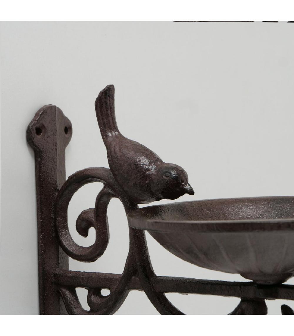 Wadiga Coupelle Abreuvoir Pour Oiseaux En Fonte Mural 23x13x25cm