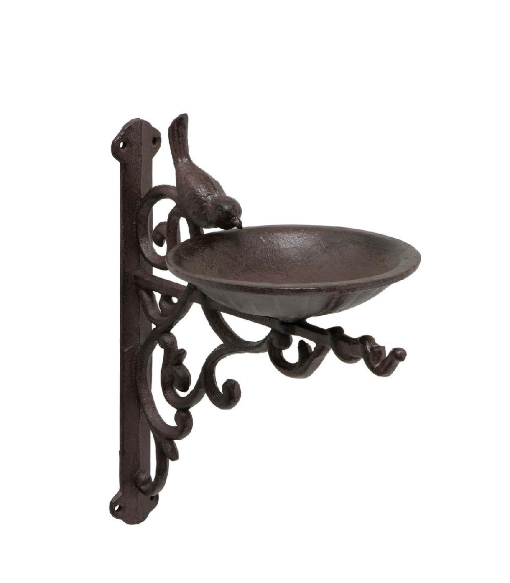 wadiga Coupelle abreuvoir pour oiseaux en fonte mural 23x13x25cm