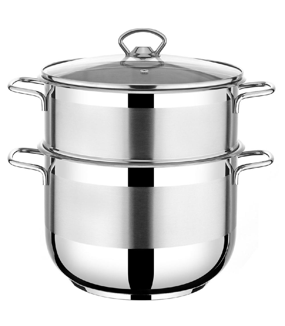 wadiga Couscoussier toux feux inox et couvercle en verre 6L