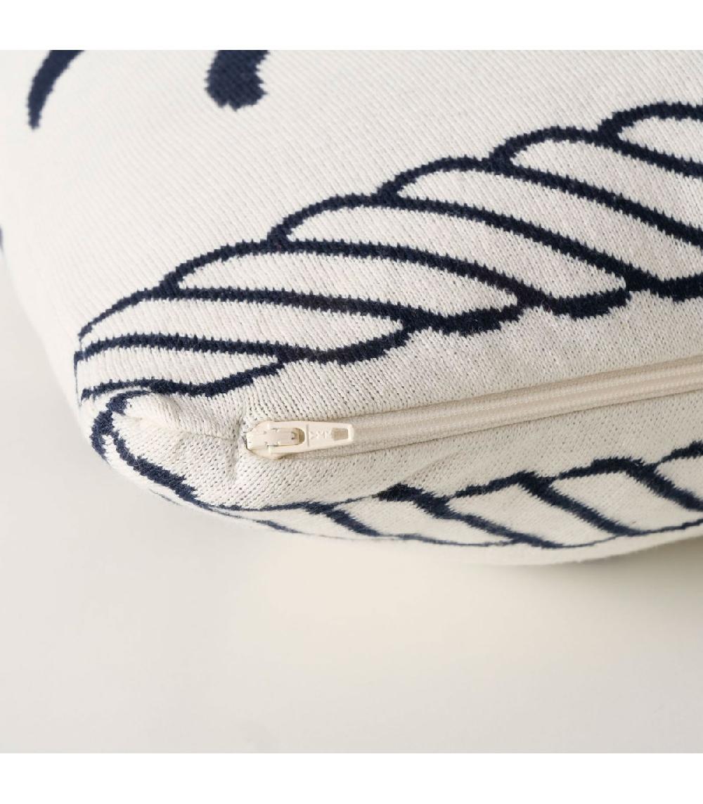 Wadiga Coussin Carré Crabe Bleu Foncé Et Blanc 50x50cm