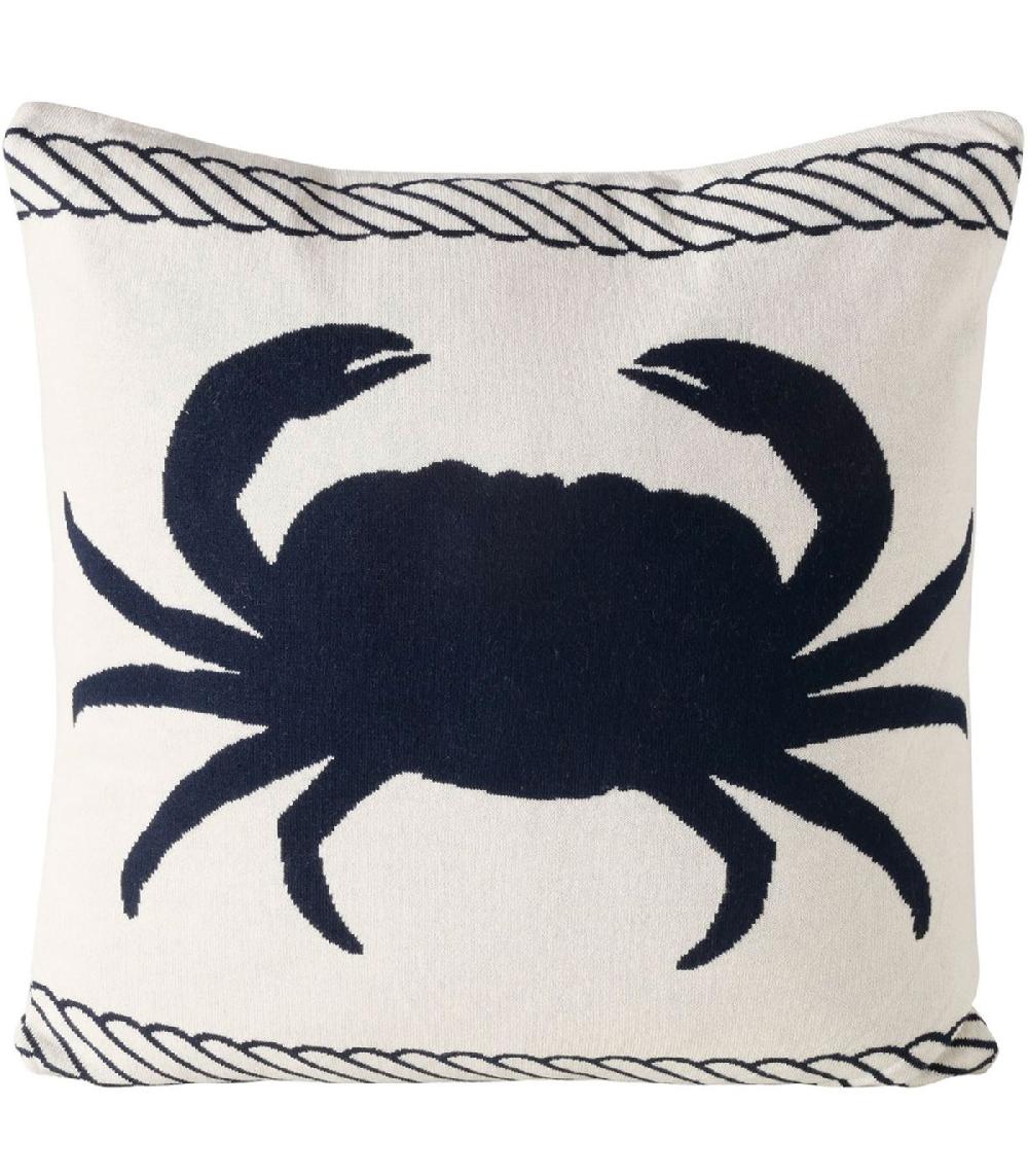 wadiga Coussin carré crabe bleu foncé et blanc 50x50cm