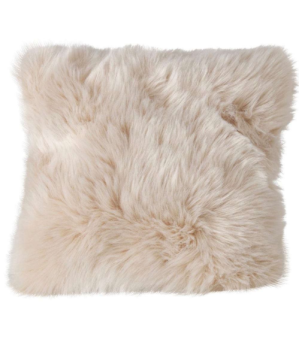 wadiga Coussin carré fausse fourrure beige 40x40x13cm
