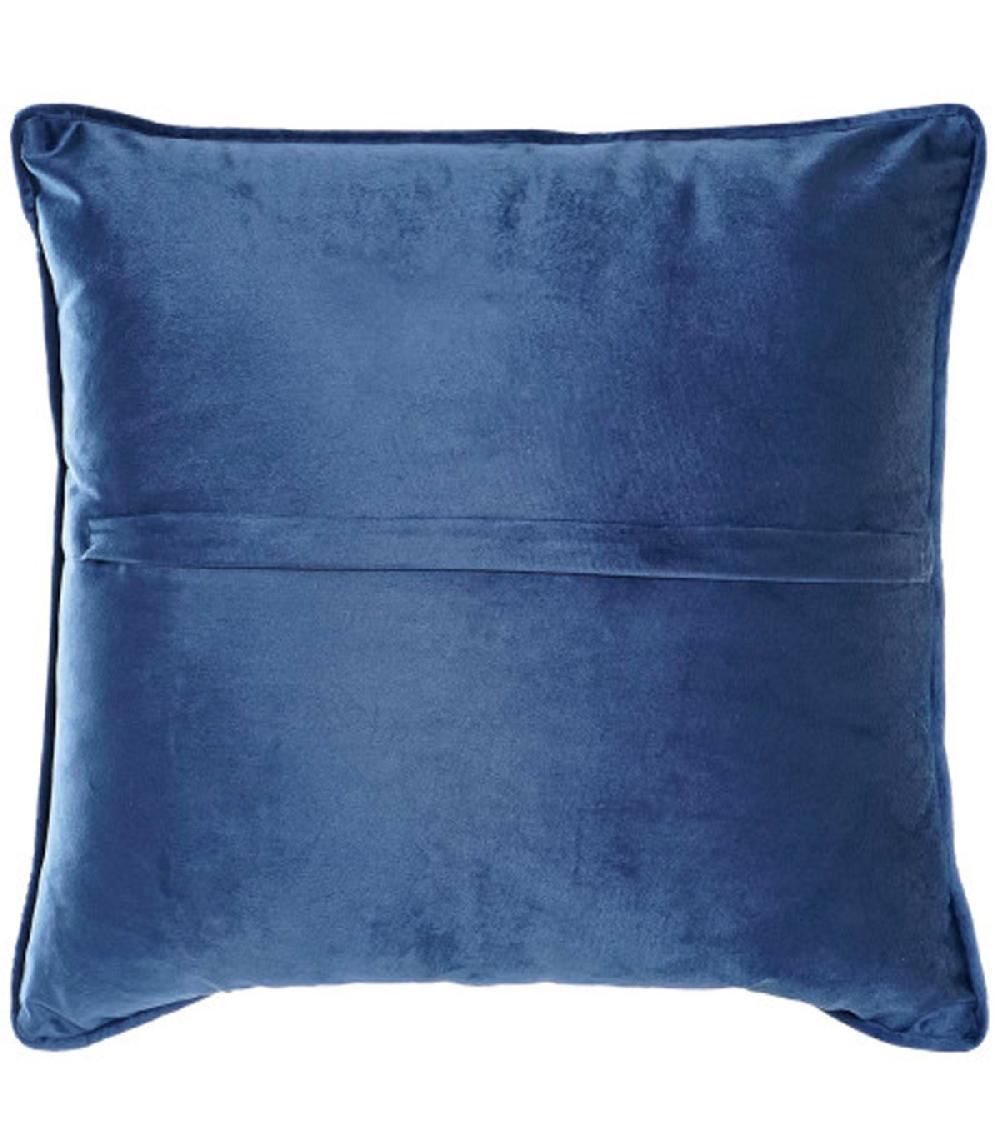 Wadiga Coussin Carré Velours Beige Et Bleu Floral 45x45x10cm