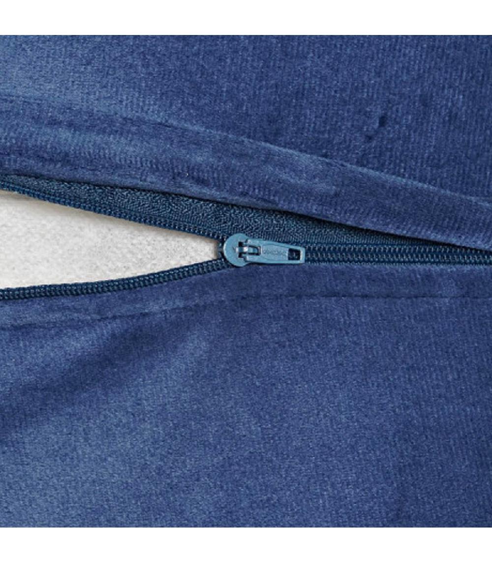 Wadiga Coussin Carré Velours Beige Et Bleu Floral 45x45x10cm