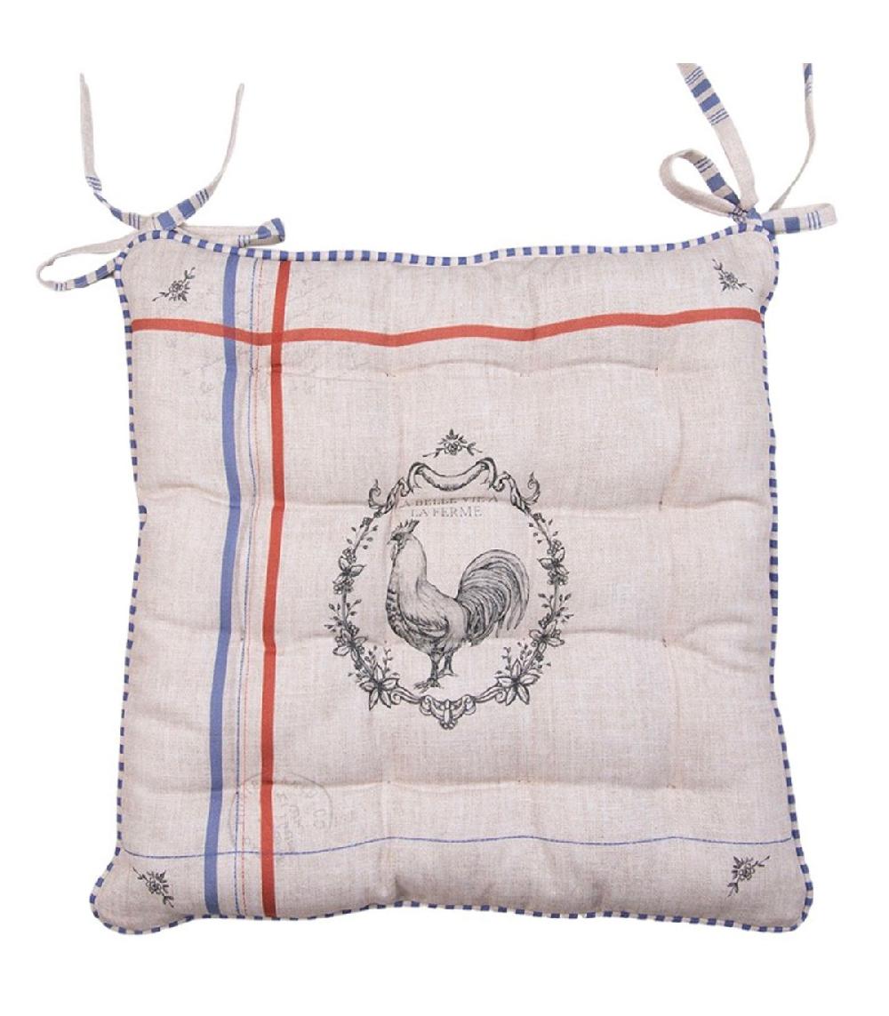 wadiga Coussin de chaise 100% coton beige coq 40x40x4cm