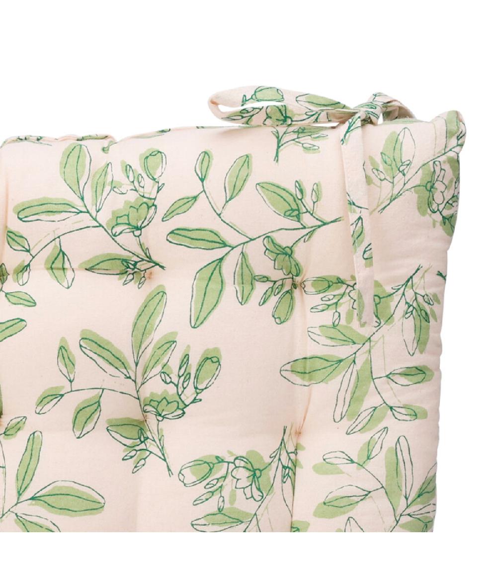 Wadiga Coussin De Chaise Beige Et Vert Feuillage 40x40cm