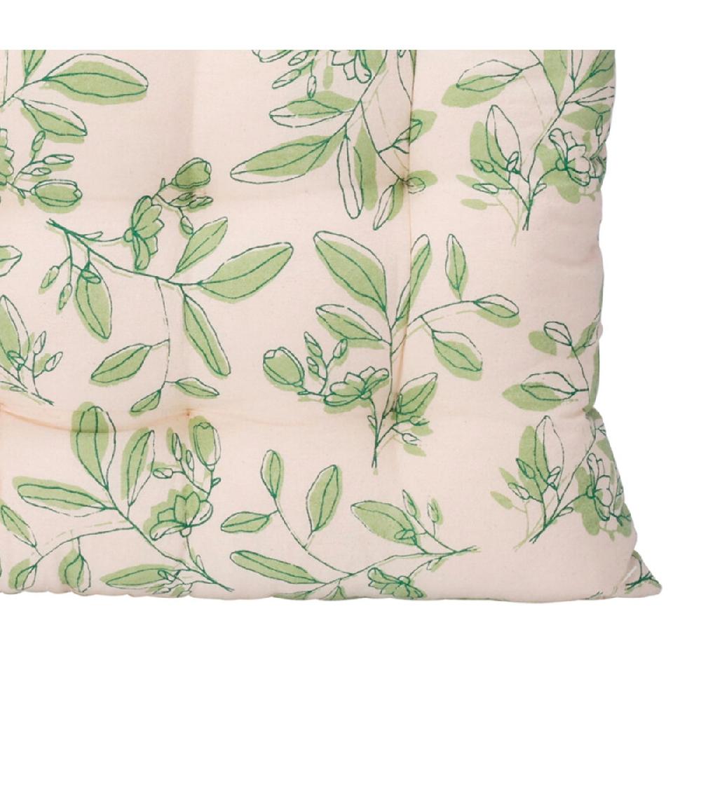 Wadiga Coussin De Chaise Beige Et Vert Feuillage 40x40cm